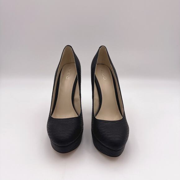 Aldo Black Snakeskin Embossed Platform Stiletto Heels |  10 - Picture 2 of 7
